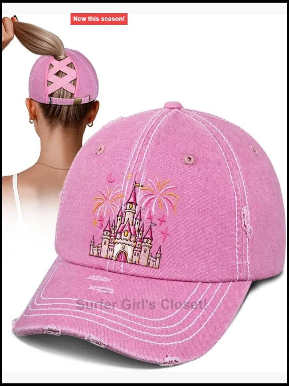 High Ponytail Baseball Cap Adjustable Criss Cross Trucker Hat Cotton Vintage